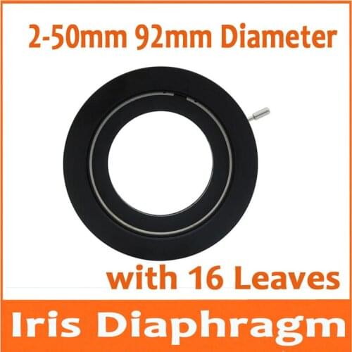 ModelC 2-50mm Amplifying Diameter Zoom Optical Iris Diaphragm Aperture Condenser 16 Blades 92mm Outter Diameter 12.2mm Thickness
