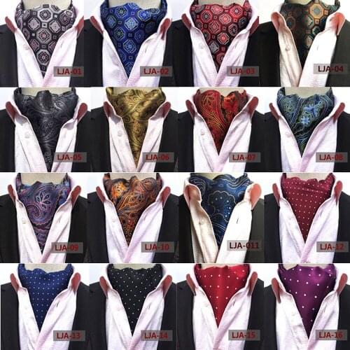 Men Colorful Paisley Floral Polka Dots Silk Cravat Ascot Wedding Party Neck Ties BWTHZ0303