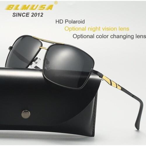 BLMUSA New Aluminum Polarized Sunglasses Men Night Vision Dscolored Sun Glasses Male Driver Driving Eyewear Shades Glasses UV400