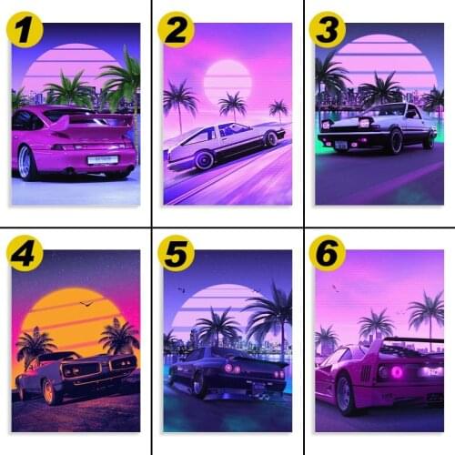 5D diy diamond painting frameless car sunset scenery full diamond inlaid canvas cross stitch kit Nordic poster home decoration