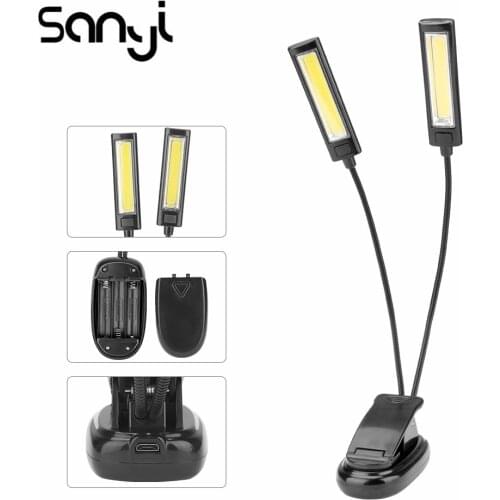 SANYI Adjustable Book Reading Desk Tablet Lamp 2 LED Sheet Music Stand Light Studay Lights With Clip Table LED Desk Light