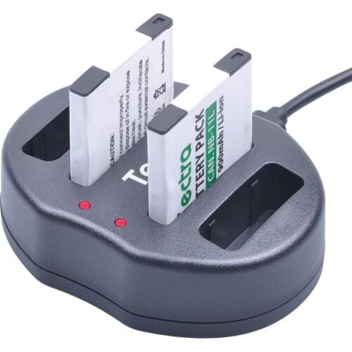 Tectra 2pc Batteries for Canon NB-11L NB 11L NB11 Battery+USB Dual Charger for Canon PowerShot A2300 IS, A2400 IS, A2500, A2600