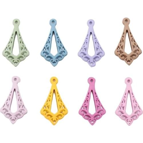 Single hanging hollow water drop fashion multi-color pendant metal earring pendant is used to make jewelry accessories