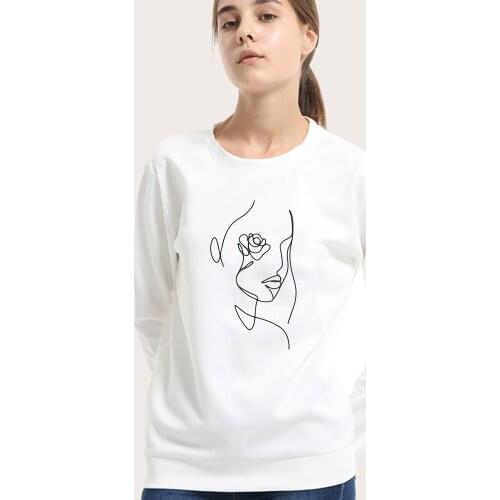 Autumn Winter Rose Flower Art Print Hoodies Pullovers Women Funny Harajuku Streetwear Oversized Sweatshirt Casual Korean Cotton