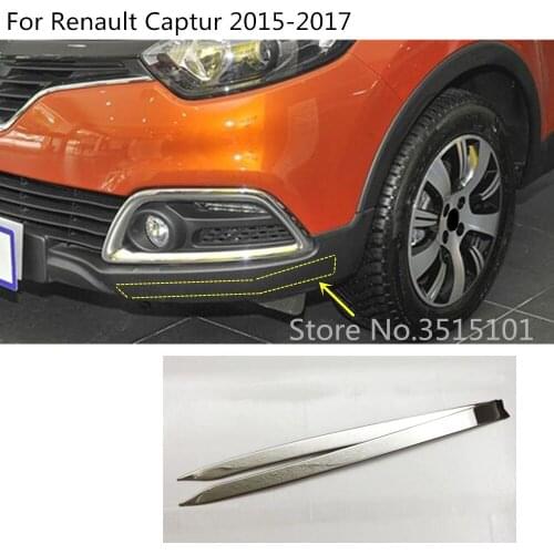 Car Front Head Bumper Corner Protection Trim Frame Edge Board Stainless Steel 2pcs For Renault Captur 2015 2016 2017