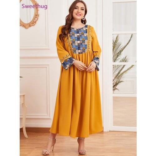 2021 Women Muslim Maxi Abaya Dress Loose Nidha Long Sleeves Solid Color Dubai Turkey Islam Clothes Caftan Robe Gown Elegance