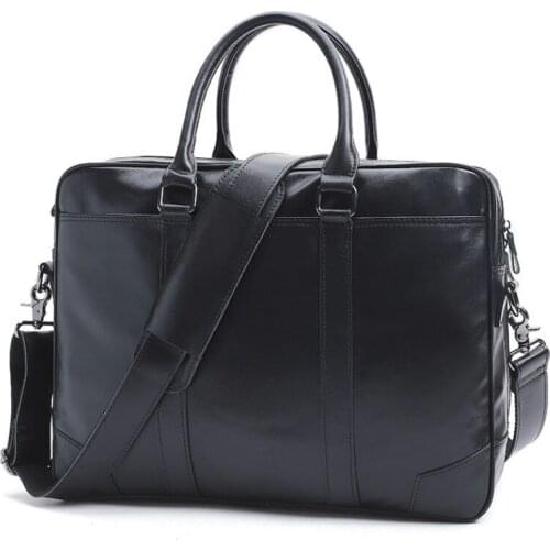 Genuine Leather Casual Men Big Handbag Man Briefcase Business Shoulder Large Capacity Crossbody 15.6 Inch Laotop Office Bags