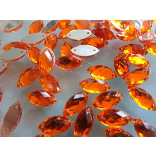 Sew on Rhinestone Orange colour Acryl crystal Navette shape 6*12mm strass Diamond Gemstone 400pcs/lot