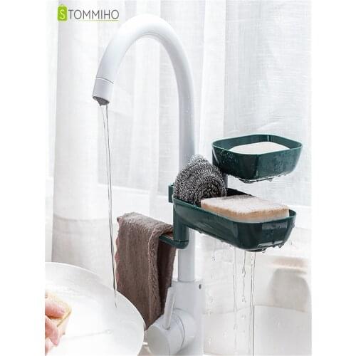 STOMMIHO Faucet Rack Kitchen Adjustable Rack Holder 3 Layers Storage Drain Basket Soap Holder Dish Shower Accessories Sink