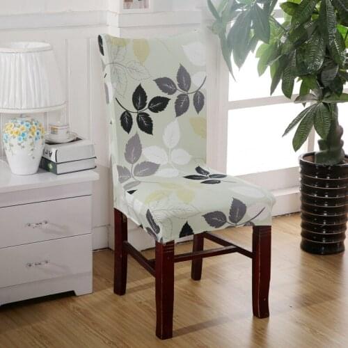 Removable Floral Stretch Short Dining Room Stool Chair Cover Slipcovers Printed Flat Cover