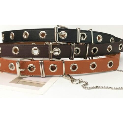 Detachable Waist Belt Chain Punk Hip-hop Trendy Women Belts Lady Fashion silver Pin Buckle leather Waistband Jeans Newest Design