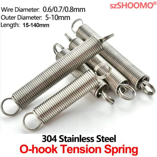 304 Stainless Steel Pullback Extension Cylindroid Helical Coil Small Mini Tension Spring WD 0.6mm 0.7mm 0.8mm