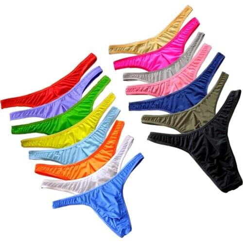 15 Colors Nylon Thong Men Pouch Convex G String for Men Semi-transparent Thin Ice Silk Male String Tanga Jocks Underwear