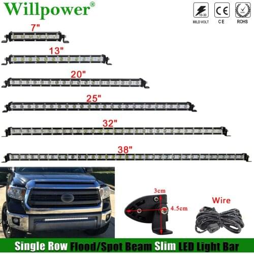 4X4 Truck Car 4" 7" 13" 20" 25 30 38 inch Slim LED Light Bar Offroad ATV UTV Pickup SUV Lower Bumper Spotlight Driving Lightbar