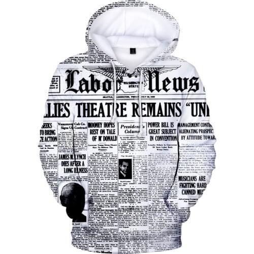 3D Hoodies Newspaper Sweatshirt Men/Women Hooded Fashion Kids Casual Funny Long Sleeve Popular Sweatshirts breaking news