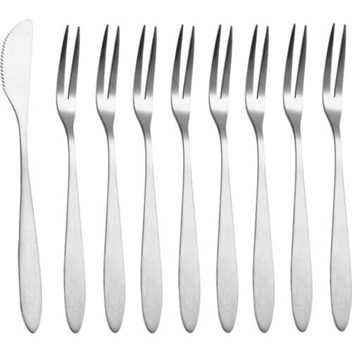 Luxury Gold Color Cake Forks Stainless Steel Salad Forks Two-tine Forks Fruit Fork Snail Fork Used For Snack In Party