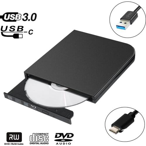 Type-C+USB 3.0 External DVD Optical Drive Blu-ray Combo BD-ROM 3D Player CD/DVD Burner Writer Recorder for Apple macbook Laptop