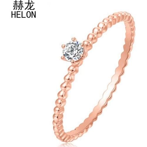 Solid 14K Rose Gold Certified 0.06ct SI/H Diamond Rings For Women Wedding Classic Band Gift Party Romantic Elegant Fine Jewelry