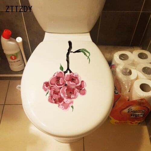 ZTTZDY 15*22.4CM Downward Flowering Branch Bathroom Toilet Sticker Home Bedroom Wall Decor T2-0733