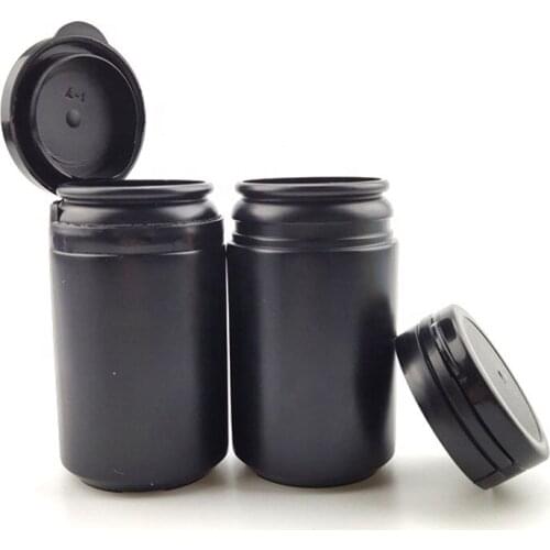 12pcs 60ml 2oz HDPE Black white Pull Ring Plastic Pill Bottle with Easy Open Cap Black Capsules Container with black white color