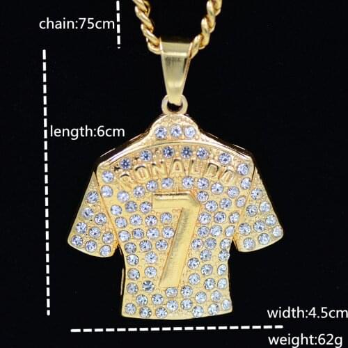 2020Cross Border Exclusive Hiphop Full Ronaldo 7 Jersey Necklace Popular HipHop NecklaceInEuropeAnd America Cuban Link Chain