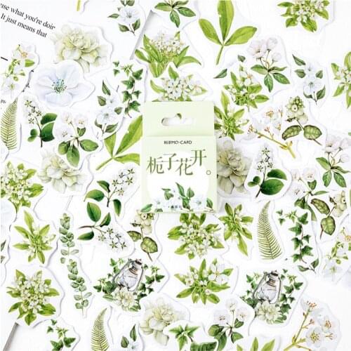 45PCS / box plant style gardenia flower spring encounter series box simple stickers, DIY decoration