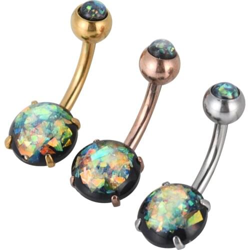 50pcs Body Jewelry Piercing New Navel Belly Button Bar Navel Body Piercing 14g Free shippment Opal Resin Twist Navel Bar New