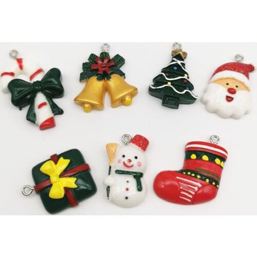 6pcs Resin cartoon Flatback Slime Charms Beads Hair Jewelry Accessories Christmas Phone DIY Cameo Dome Cabochon Findings DIY