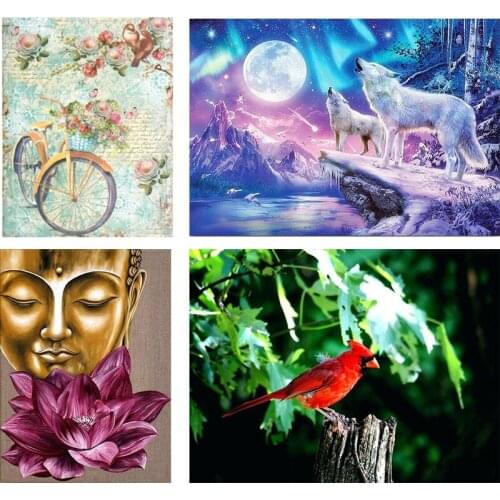5d DIY Diamond Painting Cross Stitch Kits landscape Full Diamond Embroidery 5D Diamond Mosaic Needlework animals