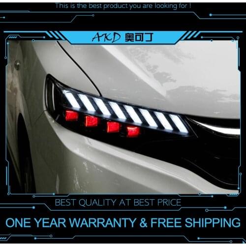 AKD tuning cars Headlight For Honda FIT JAZZ GK5 2018 Headlights LED DRL Running lights Bi-Xenon Beam Fog lights angel eyes Auto