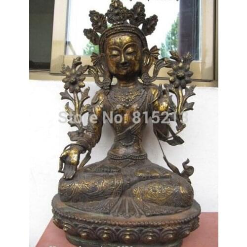 Bi0011825 19 Tibet Buddhism Fane Bronze Copper White Tara Kwan-yin Guan Yin Buddha Statue