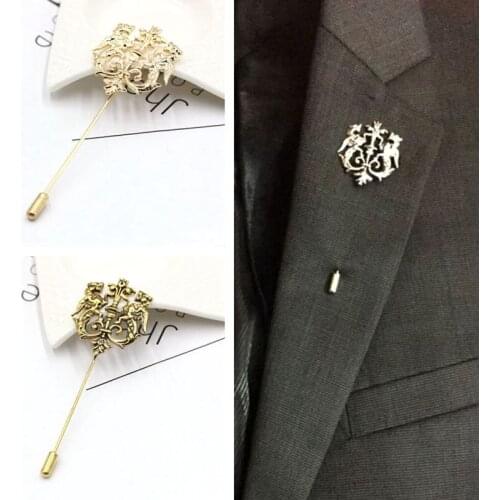 1PCS retro domineering new double Leo scepter brooch male suit clothes brooch pin metal jewelry gift men and women accessories