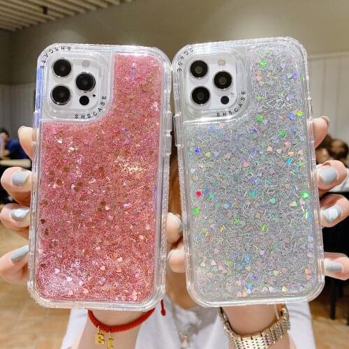 Luxury Glitter Transparent Phone Case For iPhone 11 12 Pro Max XS X XR 7 8 Plus SE 2020 Mini Soft Shockproof Bumper Back Cover