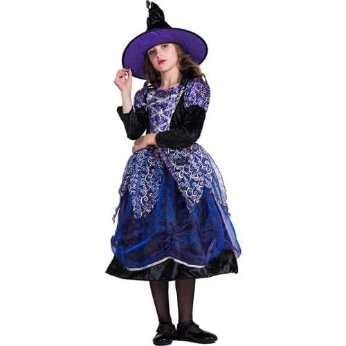 Halloween Stage Performance Costume Children Little Girl Witch Cute Black Dress Holiday Gift Costume Party Cosplay Suit