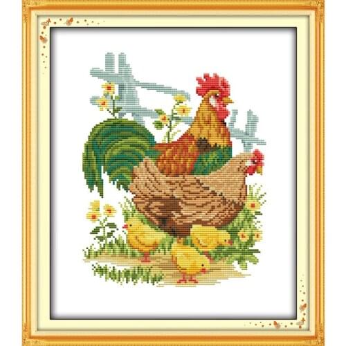 Everlasting Love Christmas The Chicken Family (2) Chinese Cross Stitch Kits Ecological Cotton Stamped New Store Sales Promotion