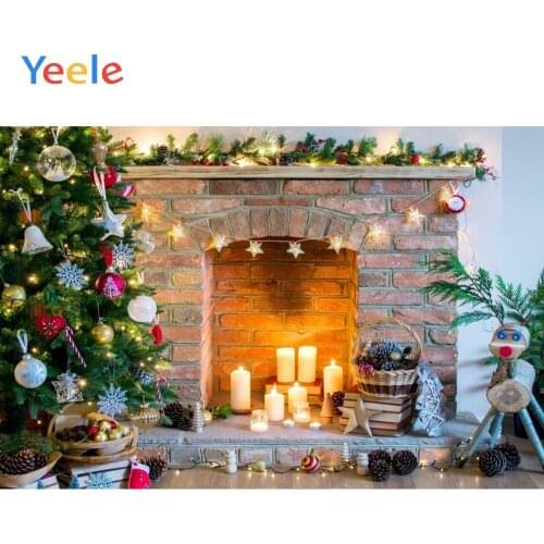 Yeele Photography Photophone Christmas Backdrop Fireplace Fire Decoration Newborn Baby Background Photo Studio Photobooth Shoot