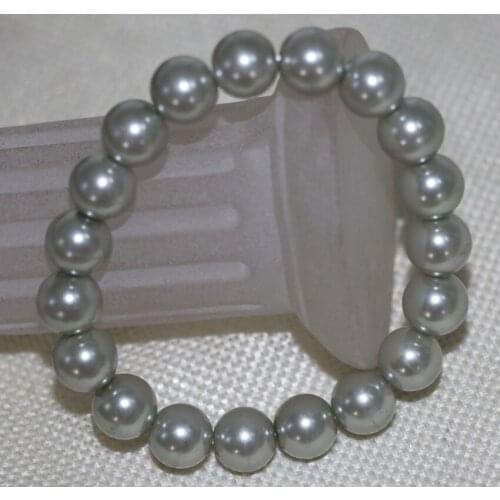 10mm round silver-color shell simulated-pearl beads bracelets for women factory outlet diy jewelry 7.5inch B2910