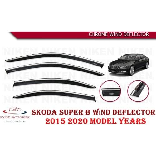 For SKODA SUPERB Chrome Rain Wind Deflector 2015-2019 Sunshade Curtains Car Windshield Auto Accessory Universal Body kit
