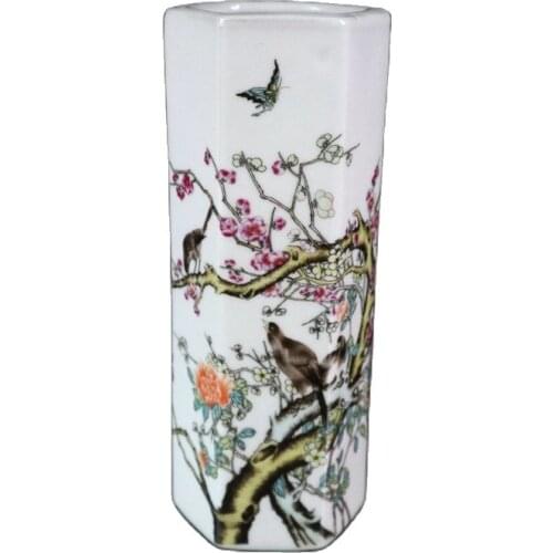 China Old Porcelain Pastel Look Very Happy Pattern Hexagonal Pen Holder