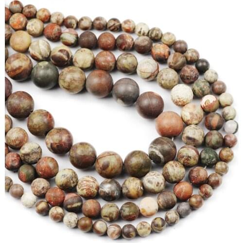 6 8 10 12MM Matte Natural Ocean Stone Round Loose Spacer Bead For Jewelry Bracelet Necklace Making DIY Accessories Wholesale