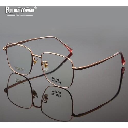 Rui Hao Eyewear Brand Eyeglasses Frame Spuer Light Titanium Glasses Frame Men Concise Business Retro Spectacles 3501
