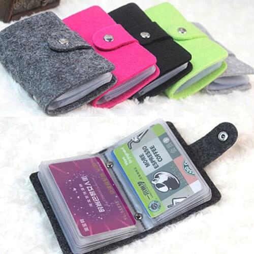 Women Men 2019 Fashion Felt Soft Pocket Business ID Credit Card Holder Case Wallet for 24 Card Solid