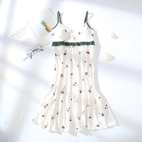 Sleeveless Chest Pad Nightdress 100% Cotton Homewear Women Print Dot Sleepwear Big Size 5XL Fashion Casual Mom Pjs kPaCotAkoWka