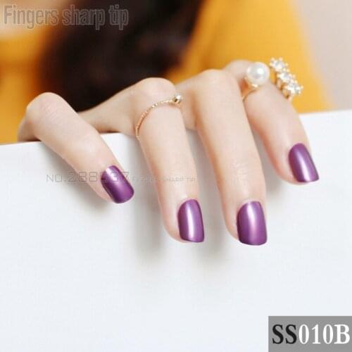 2017 new 24pcs false nails Deep Purple candy short paragraph round square head comfortable multicolor all wrapped SS010B