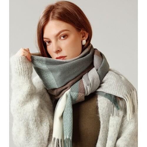 2021 NEW Winter Plaid Scarves For Women Shawls Warm Wraps Lady Pashmina Pure Blanket Cashmere Scarf Neck Headband Hijabs Stole