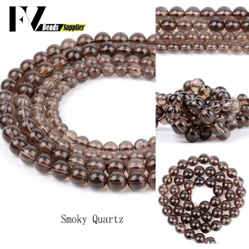 Genuine Natural Smokys Quartz Stone Beads for Jewelry Making 4 6 8 10mm Brown Crystal Round Beads Diy Needlework Accessories