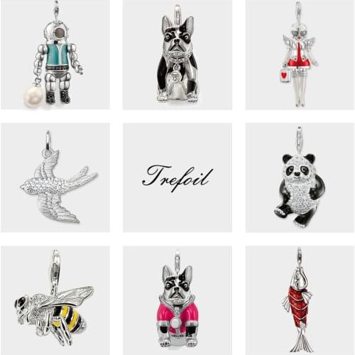 Diver with Pearl Bull Dog Nurse Bee Pendant,Fashion Jewelry 925 Sterling Silver Trendy Gift For Women Men Boy Girls Fit Necklace