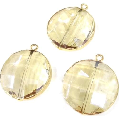 Natural Stone Quartz Pendants Round shape Exquisite charms for Jewelry Making Diy necklace accessories Reiki Healing Gift