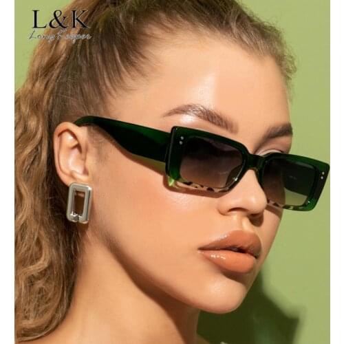 LongKeeper Vintage Rectangle Sunglasses Women Brand Small Square Sun Glasses Female Fashion Cat Eye Eyeglasses Men Punk Glasses