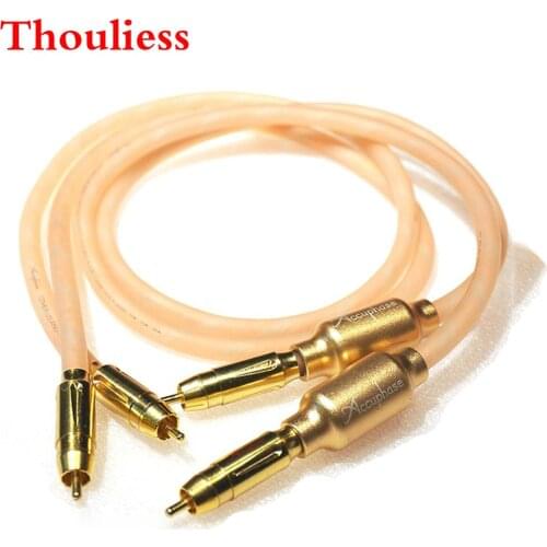 Thouliess Pair HIFI Audio Audiophile Silver Plated + Pure Copper RCA Interconnect Cable for Amplifier CD DVD player Speaker